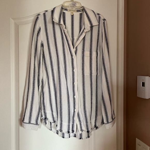 cloth & stone Tops - Cloth & Stone White and Black Striped shirt